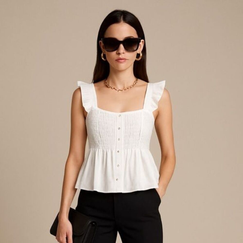 J Crew NWT Pintuck Peplum Top Size XXS in White